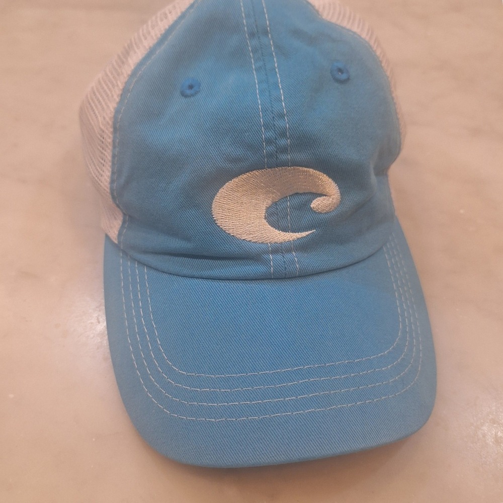 Costa Del‎ Mar Trucker Hat Mens OSFA Blue White Mesh Back Adjustable Fishing Cap